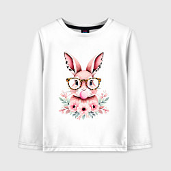 Лонгслив хлопковый детский Розовая зайка с бубльгумом, цвет: белый