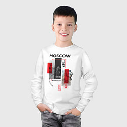 Лонгслив хлопковый детский Москва коллаж, цвет: белый — фото 2