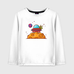 Лонгслив хлопковый детский Инопланетянин на луне, цвет: белый