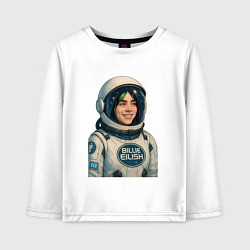 Лонгслив хлопковый детский Билли Айлиш космонавт, цвет: белый