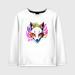 Лонгслив хлопковый детский Лисица киберпанк, цвет: белый