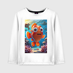 Детский лонгслив Рыбка клоун плавает с черепахами