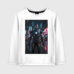 Детский лонгслив Железный человек посреди ночного города