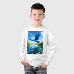 Лонгслив хлопковый детский Попугай ловит рыбу, цвет: белый — фото 2