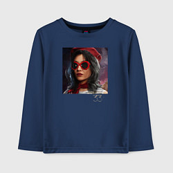 Лонгслив хлопковый детский Clair obscur Expedition 33 Lune Baguette, цвет: тёмно-синий