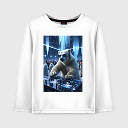 Детский лонгслив Медвевь Dj на тусовке в антарктиде