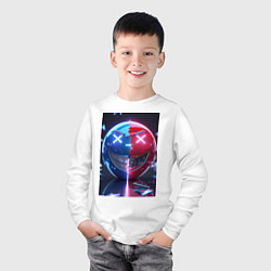 Лонгслив хлопковый детский Смайлик твоего настроения, цвет: белый — фото 2