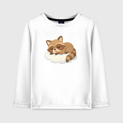 Лонгслив хлопковый детский Милый енот на облачке, цвет: белый