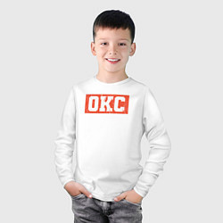 Лонгслив хлопковый детский OKC - basketball, цвет: белый — фото 2