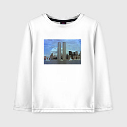 Лонгслив хлопковый детский Башни близнецы - ретро ностальгия девяностых WTC, цвет: белый