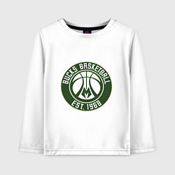 Лонгслив хлопковый детский Милуоки Бакс - команда, цвет: белый