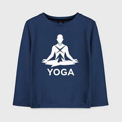 Лонгслив хлопковый детский Медитация в позе лотоса, цвет: тёмно-синий
