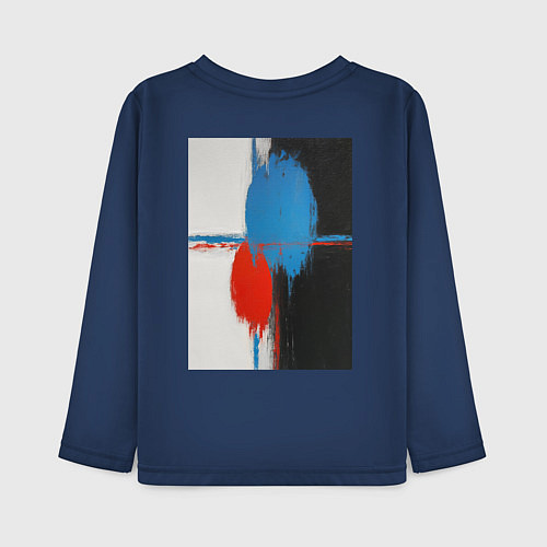 Детский лонгслив Картина маслом абстракция / Тёмно-синий – фото 2