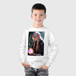 Лонгслив хлопковый детский Серьёзная эльфийка с магической сферой, цвет: белый — фото 2