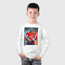 Лонгслив хлопковый детский Alexander Ovechkin - golden armor, цвет: белый — фото 2