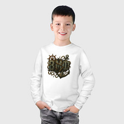 Лонгслив хлопковый детский Старые ржавые буквы ВМФ, цвет: белый — фото 2