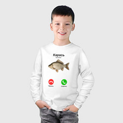 Лонгслив хлопковый детский Карась вызывает мем, цвет: белый — фото 2
