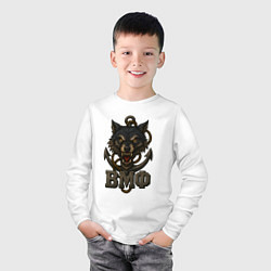 Лонгслив хлопковый детский ВМФ волк, цвет: белый — фото 2