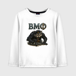 Лонгслив хлопковый детский Злой волк ВМФ, цвет: белый