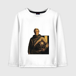 Лонгслив хлопковый детский Молодой мужчина водолаз ретрофутуризм поп-арт 1970, цвет: белый