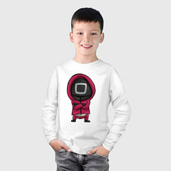 Лонгслив хлопковый детский Солдат из игры в кальмара, цвет: белый — фото 2