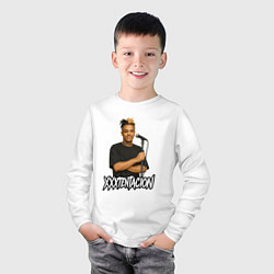 Лонгслив хлопковый детский XXXTentacion довольный у микрофона, цвет: белый — фото 2