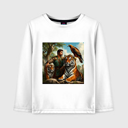 Лонгслив хлопковый детский Друзья грузинского витязя, цвет: белый