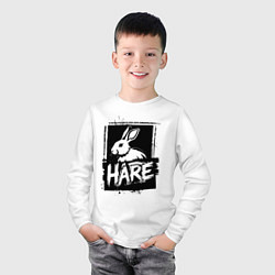 Лонгслив хлопковый детский Графический заяц, цвет: белый — фото 2