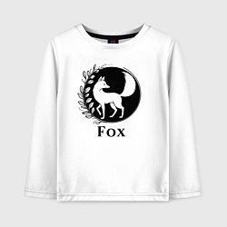Лонгслив хлопковый детский Лиса в круге, цвет: белый