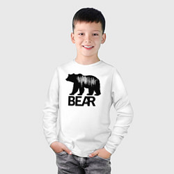 Лонгслив хлопковый детский Черный медведь с полосами, цвет: белый — фото 2