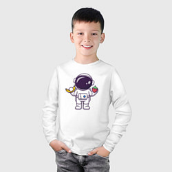 Лонгслив хлопковый детский Космонавт с бананом и клубникой, цвет: белый — фото 2