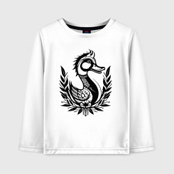 Лонгслив хлопковый детский Утка в кельтских узорах, цвет: белый