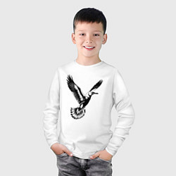 Лонгслив хлопковый детский Полет чайки, цвет: белый — фото 2