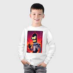 Лонгслив хлопковый детский Веном Бендер - мем, цвет: белый — фото 2