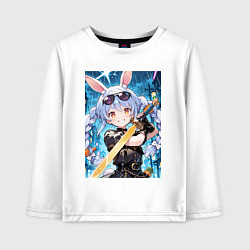 Лонгслив хлопковый детский Сражение боевой крольчихи, цвет: белый