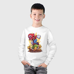 Лонгслив хлопковый детский Марио, цвет: белый — фото 2