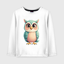 Лонгслив хлопковый детский Милый совенок, цвет: белый