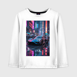 Детский лонгслив Неоновые блики на суперкаре