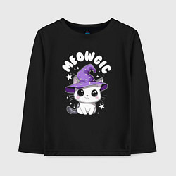 Лонгслив хлопковый детский Мяугия, цвет: черный