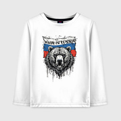 Детский лонгслив Флаг России и медведь
