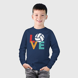 Лонгслив хлопковый детский Love volley, цвет: тёмно-синий — фото 2