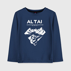 Лонгслив хлопковый детский Алтайский край горы, цвет: тёмно-синий