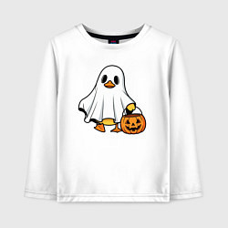 Детский лонгслив Утенок в костюме приведения - Хэллоуин