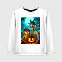 Детский лонгслив Rick and Morty with pumpkin - halloween night