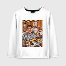 Лонгслив хлопковый детский Кофе по венам, цвет: белый