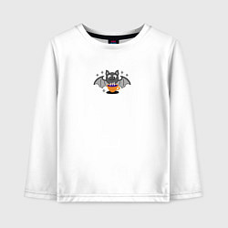 Лонгслив хлопковый детский Зелье удачи с летучей мышью, цвет: белый