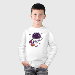 Лонгслив хлопковый детский Космонавт с конфетками, цвет: белый — фото 2