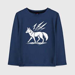 Лонгслив хлопковый детский Лисица с молниями, цвет: тёмно-синий