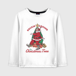 Лонгслив хлопковый детский Веселый Санта Клаус, цвет: белый