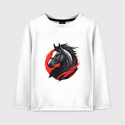 Лонгслив хлопковый детский Лошадь, цвет: белый
